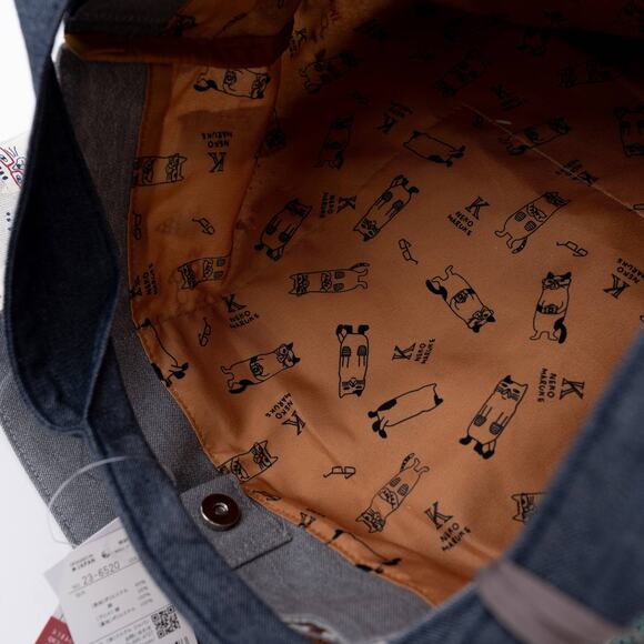 Kusuguru Japan Three Cats Embroidered Large Tote Bag - Gray - Picture 8 of 10